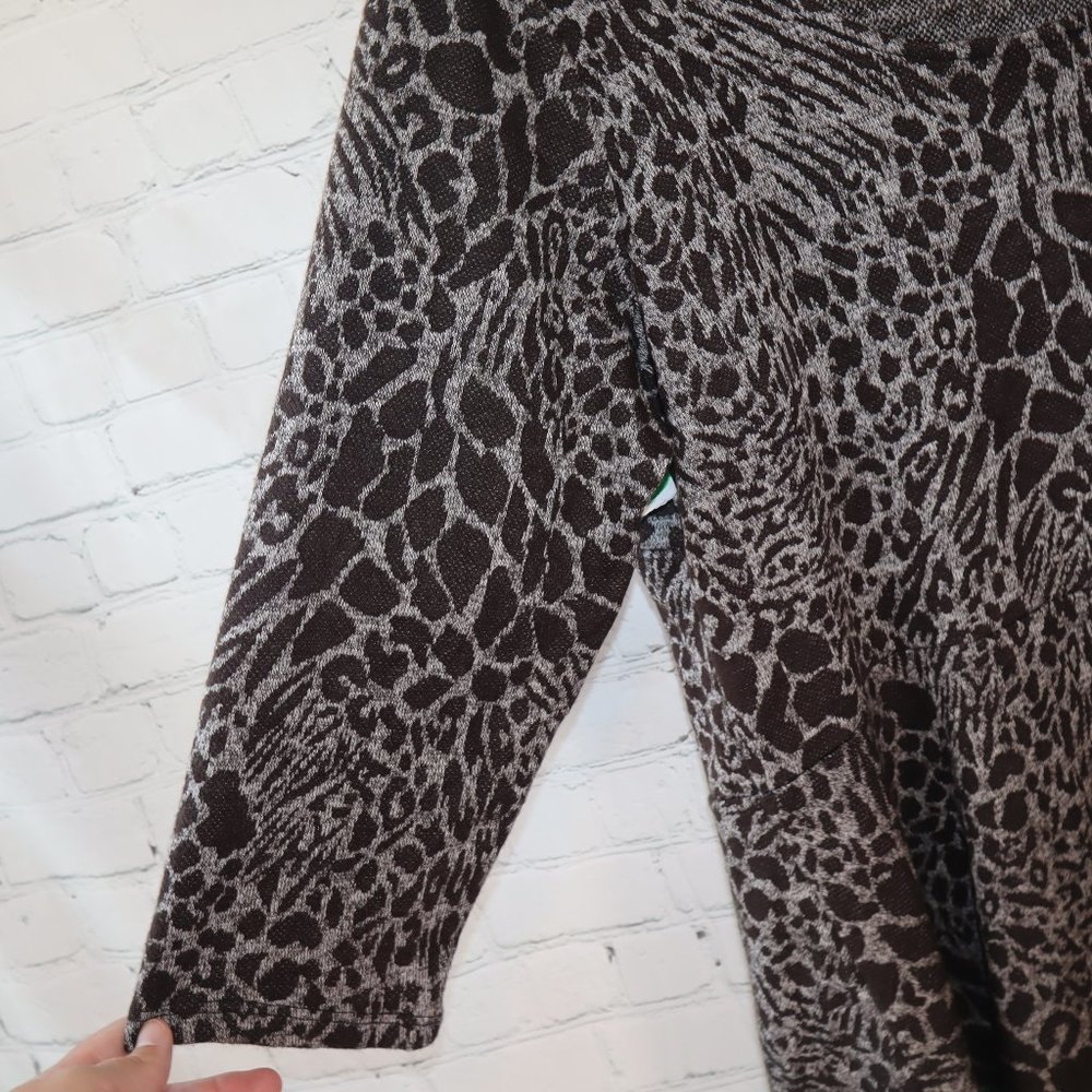 Leota Ocelot Gray 3/4 Sleeve Scoop Back Circle Midi Dress Women's Size 2X-NWOT - Picture 4 of 9